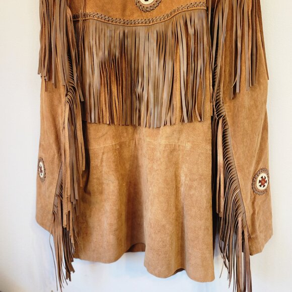Scully Leather Boar Suede Fringe Mountain Jacket Bourbon Men 50 Cowboy Western - Picture 13 of 16